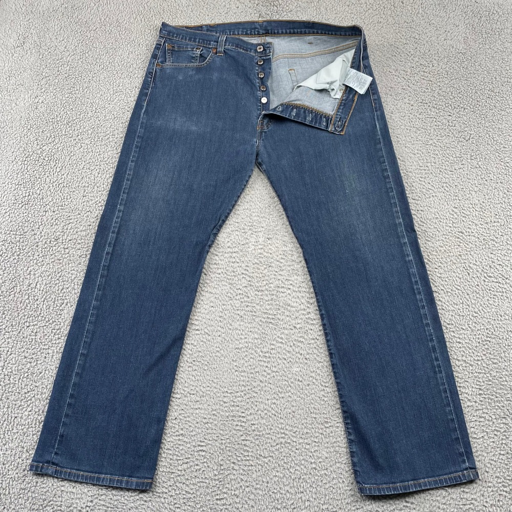 Levi's 501 Jeans Mens 42x32 Blue Original Regular Straight Leg Stretch Denim